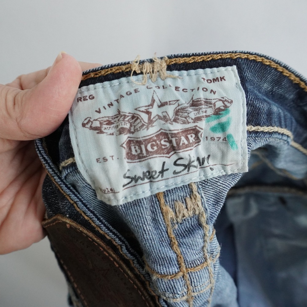 Y2K Big Star Sweet Skinny Jeans 28L Medium Wash Embroidered Low Rise Western Vtg - Picture 9 of 12